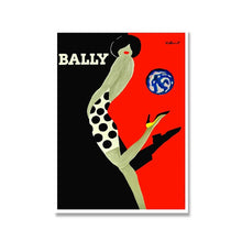 Load image into Gallery viewer, Bally Vintage Fashion Canvas Art Prints by Allthingscurated is a collection of bold and inspiring prints celebrating the Swiss luxury brand known for its men’s and women’s fashion and accessories. These unique art pieces are perfect for the fashionista’s dressing room or elegant living room. Featured here is the Lady Polka Dot print.
