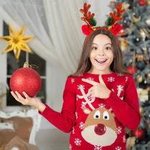 Load image into Gallery viewer, Add some sparkle to your holiday party with these Glittering Antler Christmas Headbands by Allthingscurated. Comes in 2 designs in Red or Gold. These beautiful accessories are perfect for hyping up the festive atmosphere.