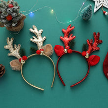 Load image into Gallery viewer, Add some sparkle to your holiday party with these Glittering Antler Christmas Headbands by Allthingscurated. Comes in 2 designs in Red or Gold. These beautiful accessories are perfect for hyping up the festive atmosphere.