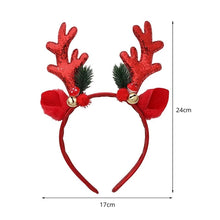 Load image into Gallery viewer, Add some sparkle to your holiday party with these Glittering Antler Christmas Headbands by Allthingscurated. Comes in 2 designs in Red or Gold. These beautiful accessories are perfect for hyping up the festive atmosphere.