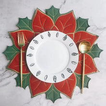 Load image into Gallery viewer, Holiday Poinsettia Applique Placemat