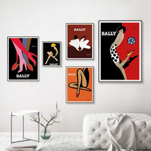 Load image into Gallery viewer, Bally Vintage Fashion Canvas Art Prints by Allthingscurated is a collection of bold and inspiring prints celebrating the Swiss luxury brand known for its men’s and women’s fashion and accessories. These unique art pieces are perfect for the fashionista’s dressing room or elegant living room.