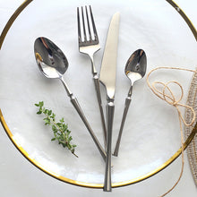 Load image into Gallery viewer, Bright Silver Stainless Steel flatware by Allthingscurated crafted from high-quality stainless steel with a forged construction ensures durability.  It has a bright silver mirror finish that will add a touch of elegance to any meal.
