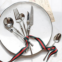 Load image into Gallery viewer, Bright Silver Stainless Steel flatware by Allthingscurated crafted from high-quality stainless steel with a forged construction ensures durability.  It has a bright silver mirror finish that will add a touch of elegance to any meal.
