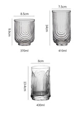 Load image into Gallery viewer, Brix U Design Drinking Glass by Allthingscurated is made of lead-free, high-quality glass and spots a sexy U shape ribbed pattern that provides a comfortable grip when holding. These glasses is the perfect combination of style and functionality, making it suitable for everyday use and a wide variety of beverage from iced café lattes to cocktails, juices and whiskeys. It’s also dishwasher-safe for easy cleaning. Comes in 370ml, 410ml and 430ml or, 12 ounce, 14 ounce and 14.5 ounce.