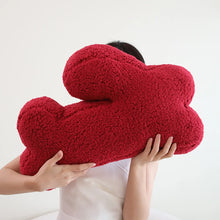 Load image into Gallery viewer, Cozy Teddy Bunny Pillow by Allthingscurated shaped like a cute bunny is sewn from soft, fluffy teddy fabric. The hug pillow is cute, cuddly and oh-so-cozy. Its playful shape will bring a quirky charm to any room. Available in white, sand, red and blue.