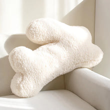 Load image into Gallery viewer, Cozy Teddy Bunny Pillow by Allthingscurated shaped like a cute bunny is sewn from soft, fluffy teddy fabric. The hug pillow is cute, cuddly and oh-so-cozy. Its playful shape will bring a quirky charm to any room. Featured here is white bunny pillow.