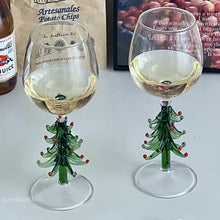 Load image into Gallery viewer, These charming Christmas Tree Stem Glass by Allthingscurated features a sculptural 3D design on the stem. Comes in classic green or bright white, it adds a festive vibe to your holiday gatherings. These glasses make thoughtful gifts for your loved ones.