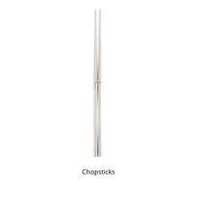 Load image into Gallery viewer, Bright Silver Stainless Steel flatware by Allthingscurated crafted from high-quality stainless steel with a forged construction ensures durability.  It has a bright silver mirror finish that will add a touch of elegance to any meal.  This is a pair of Chopsticks.