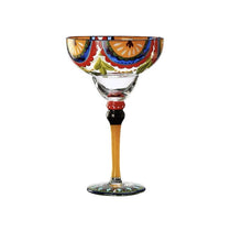 Load image into Gallery viewer, Ibiza Party Cocktail Glasses by Allthingscurated are available in 7 eclectic designs. Each cup is hand-painted and hand drawn to reflect its individual personality and creativity. Each cup has a capacity of 270ml or 9 ounce. Featured here is Citrus Orange design.