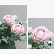 Load image into Gallery viewer, Silk Ranunculus by Allthingscurated are perfect for creating stunning table displays and wedding bouquets. Come in 4 beautiful colors, they add a touch of timelessness and beauty to every home. Refresh your living space effortlessly with these gorgeous florals that come in a pack of 4 stalks.