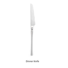 Load image into Gallery viewer, Bright Silver Stainless Steel flatware by Allthingscurated crafted from high-quality stainless steel with a forged construction ensures durability.  It has a bright silver mirror finish that will add a touch of elegance to any meal.  This is a Dinner Knife.