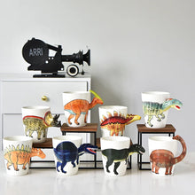 Load image into Gallery viewer, 3D Dinosaur Mug Collection by Allthingscurated consists of 8 unique dinosaur designs with each mug holding a generous capacity of 400ml or 13.5 ounce. Made of high-quality porcelain, they are the perfect gift for dinosaur lovers.