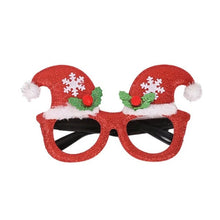 Load image into Gallery viewer, These Christmas Party Glasses by Allthingscurated are the perfect fun accessory for festive parties and gatherings during the holiday season. Their unique design and cheerful holiday style make them great props for creating memorable moments an happy Instagram posts to capture the joy of the season. Featured here is Double Hat design.