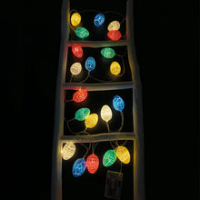 Load image into Gallery viewer, These Colorful Easter Eggs LED String Lights by Allthingscurated come in lengths of 1.5 meters or 5 feet with 10 LED lights or 3 meterd or 10 feet with 20 LED lights. They are perfect for decorating and adding a fun and playful touch to your Easter holiday festivities and decorations. Featured here is the 3 meters or 10 feet length with 20 LEDs.