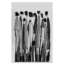 Load image into Gallery viewer, Modern Abstract Figure Art Canvas Print by Allthingscurated featured abstract human silhouettes in black and white is well suited for a contemporary and modern home with a minimalist vibe.