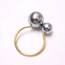 Load image into Gallery viewer, Faux Pearls Napkin Rings in a set of 6 by Allthingscurated are adorned with big and small pearls to create an overall look of elegance and sophistication. They are perfect for special occasions. Come available in 4 different color combinations. Featured here is Gray Gold set.