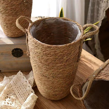 Load image into Gallery viewer, Hayden Tall Planters by Allthingscurated come in 3 sizes. Hand-woven using natural seagrass and comes with handles for easy transportation.