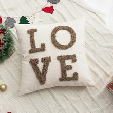 Load image into Gallery viewer, Holiday Pillows and Covers collection by Allthingscurated comes in an array of decorative pillows and covers in festive colors of red, white, beige and fun shapes. These include pillows in the shape of a heart, candy cane and peppermint. Sewn of luxurious fabric with a soft touch and in tufted playful designs. Pillows are available in varying sizes according to design and square pillow covers measure 45 by 45cm or 17.6 by 17.6 inches.