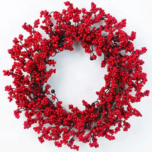 Load image into Gallery viewer, This beautiful Holly Berries Wreath by Allthingscurated features the significant holly berries, a traditional symbol of Christmas that will decorate your door or wall for the upcoming holiday celebration. Wreath measures 45cm or 17.6 inches in diameter.