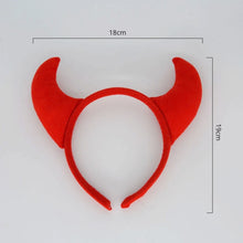 Load image into Gallery viewer, Horn Shape Headband by Allthingscurated features trendy, three-dimensional horns that is fun and perfect for elevating your Halloween party look. This accessory is perfect for adding a playful touch to your costume and make a statement at any Halloween party. Comes in 3 colors.