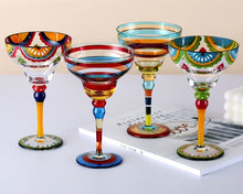 Load image into Gallery viewer, Ibiza Party Cocktail Glasses by Allthingscurated are available in 7 eclectic designs. Each cup is hand-painted and hand drawn to reflect its individual personality and creativity. Each cup has a capacity of 270ml or 9 ounce.