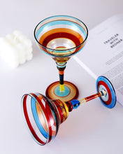 Load image into Gallery viewer, Ibiza Party Cocktail Glasses by Allthingscurated are available in 7 eclectic designs. Each cup is hand-painted and hand drawn to reflect its individual personality and creativity. Each cup has a capacity of 270ml or 9 ounce.