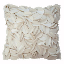 Load image into Gallery viewer, Spliced Petals Decorative Cushion Cover by Allthingscurated will create an elegant and luxurious atmosphere in your home. Each cover featured individually hand-sewn petals using splicing technique to create a unique layered texture, giving your interior an inviting but sophisticated touch. Mix and match easily with other cushions to for a stunning, textured effect. Featured here is the cover in Ivory.