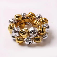 Load image into Gallery viewer, Jingle Bells Napkin Rings by Allthingscurated. Come as a set of 6 rings in color combos of red and green, or silver and gold, they are the perfect finishing touch for your holiday table setting. Spread the joy of Christmas and charm your guests with the cheerful bells.