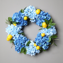 Load image into Gallery viewer, Summer Lemon Hydrangea Wreath