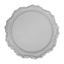 Load image into Gallery viewer, Embossed Lace Round Silicone Placemat by Allthingscurated are expertly crafted from high-quality, food-grade silicone. Available in 7 trendy colors with an embossed lace pattern, this placemat adds texture and charm to your dining table, making your meals more presentable effortlessly stylish. Featured here is placemat in Light Gray.