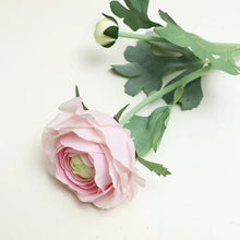 Load image into Gallery viewer, Silk Ranunculus by Allthingscurated are perfect for creating stunning table displays and wedding bouquets. Come in 4 beautiful colors, they add a touch of timelessness and beauty to every home. Refresh your living space effortlessly with these gorgeous florals that come in a pack of 4 stalks. Seen here is blossom in Pink.