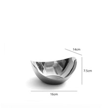 Load image into Gallery viewer, Manhattan Stainless Steel Fruit Bowl by Allthingscurated exudes elegance and modern sophistication. Crafted from high-quality stainless steel and featuring sleek, sexy curve lines with a beautiful mirror polish. Use it to beautifully present your fruits when hosting or give it as a perfect house warming gift. It’s the ultimate statement piece for contemporary homes and stylish décor. Comes in 3 sizes and nests for space-saving storage. Featured here is the small size bowl.