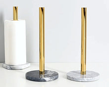Load image into Gallery viewer, Marble Base Kitchen Paper Towel Holders by Allthingscurated feature an elegant design with a high-quality marble base that comes round and hexagonal shapes. These holders are exudes sophistication and luxury. The functional and practical design keeps your paper towel in place for easy accessibility. Comes in marble gray and black.