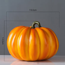 Load image into Gallery viewer, Faux Pumpkins Decor by Allthingscurated. These charming and realistic ornamental pumpkins come in 3 sizes. Perfect for your holidays and fall decoration, making your home extra cozy and warm this Thanksgiving and Halloween. Featured here is a medium size measuring 14cm or 5.5 inches in height and 19cm or 7.4 inches in length.
