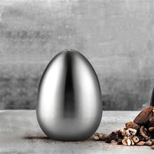 Load image into Gallery viewer, Introducing Metallic Egg Shape Salt and Pepper Shaker by Allthingscurated. This shaker is crafted from stainless steel and comes in 5 delightful colors. Perfect for Easter celebrations and as a housewarming gift. It will add a touch of playfulness to your dining table and spice up your meals with a little humor.
