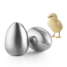 Load image into Gallery viewer, Introducing Metallic Egg Shape Salt and Pepper Shaker by Allthingscurated. This shaker is crafted from stainless steel and comes in 5 delightful colors. Perfect for Easter celebrations and as a housewarming gift. It will add a touch of playfulness to your dining table and spice up your meals with a little humor.