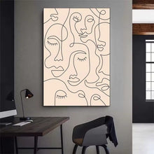 Load image into Gallery viewer, Minimalist Line Art canvas print by Allthingscurated is a graphic illustration of women's faces presented in sexy line art.