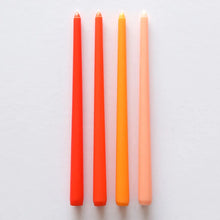 Load image into Gallery viewer, Gradient Pastel Color Unscented Candles by Allthingscurated feature 4 color coordinated candles, all conveniently packaged in one set. These exquisite blend of pastel candle tones is a good way to elevate your home décor or created the right mood for any occasion. Come in 7 unique color combinations. Featured here is the orange collection.
