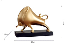 Load image into Gallery viewer, The Oscar Bull Sculpture by Allthingscurated spots an abstract and contemporary design in a matte gold finish. This stunning piece makes the perfect gift for those born under the zodiac ox sign and Taurus. It not only serves as a beautiful display but also adds a touch of personality.