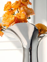 Load image into Gallery viewer, Manhattan Stainless Steel Petal Vase by Allthingscurated combines modern sophistication with minimal elegance. Designed with a petal-shaped rim that opens up up like a blooming flower, it’s a fun yet refined statement piece for any home décor style. Makes a stylish gift for housewarmings. Available in 2 sizes.
