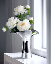 Load image into Gallery viewer, Manhattan Stainless Steel Petal Vase by Allthingscurated combines modern sophistication with minimal elegance. Designed with a petal-shaped rim that opens up up like a blooming flower, it’s a fun yet refined statement piece for any home décor style. Makes a stylish gift for housewarmings. Available in 2 sizes.