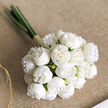 Load image into Gallery viewer, Silk Peony Bouquets by Allthingscurated are made of soft, realistic silk in 6 lovely colors to last through all seasons. Perfect for home décor or as a romantic wedding bouquet.