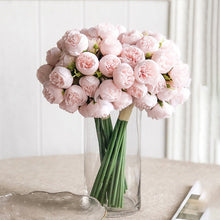 Load image into Gallery viewer, Silk Peony Bouquets by Allthingscurated are made of soft, realistic silk in 6 lovely colors to last through all seasons. Perfect for home décor or as a romantic wedding bouquet.