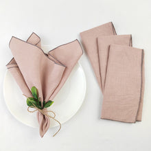 Load image into Gallery viewer, Border Trim Linen Napkins (set of 4)