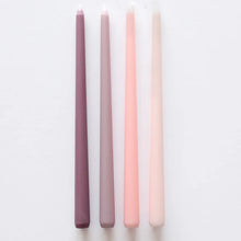 Load image into Gallery viewer, Gradient Pastel Color Unscented Candles by Allthingscurated feature 4 color coordinated candles, all conveniently packaged in one set. These exquisite blend of pastel candle tones is a good way to elevate your home décor or created the right mood for any occasion. Come in 7 unique color combinations. Featured here is the pink collection.