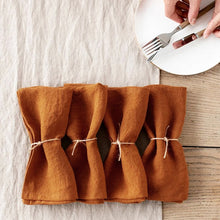 Load image into Gallery viewer, Pumpkin Orange Linen Napkins by Allthingscurated come in a set of 4 piece. Designed in classic square shape measuring 40cm by 40cm or approximately 16 inches by 16 inches.