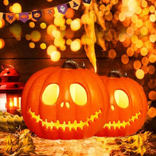 Load image into Gallery viewer, Jack O’ Lantern Pumpkin Lights by Allthingscurated features a collection of pumpkin lights in different designs and sizes to enhance your Halloween decorations. Perfect for both indoor and outdoor decoration. Use them as props for your party or to add a festive touch to your tabletop, fireplace mantel, entrance or patio.