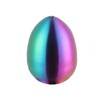 Load image into Gallery viewer, Introducing Metallic Egg Shape Salt and Pepper Shaker by Allthingscurated. This shaker is crafted from stainless steel and comes in 5 delightful colors. Perfect for Easter celebrations and as a housewarming gift. It will add a touch of playfulness to your dining table and spice up your meals with a little humor. Featured here is shaker in Rainbow.