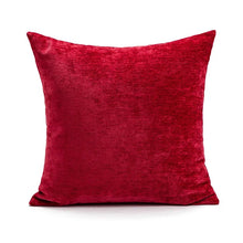 Load image into Gallery viewer, Holiday Pillows and Covers collection by Allthingscurated comes in an array of decorative pillows and covers in festive colors of red, white, beige and fun shapes. These include pillows in the shape of a heart, candy cane and peppermint. Sewn of luxurious fabric with a soft touch and in tufted playful designs. Pillows are available in varying sizes according to design and square pillow covers measure 45 by 45cm or 17.6 by 17.6 inches. This is a square pillow cover in red.
